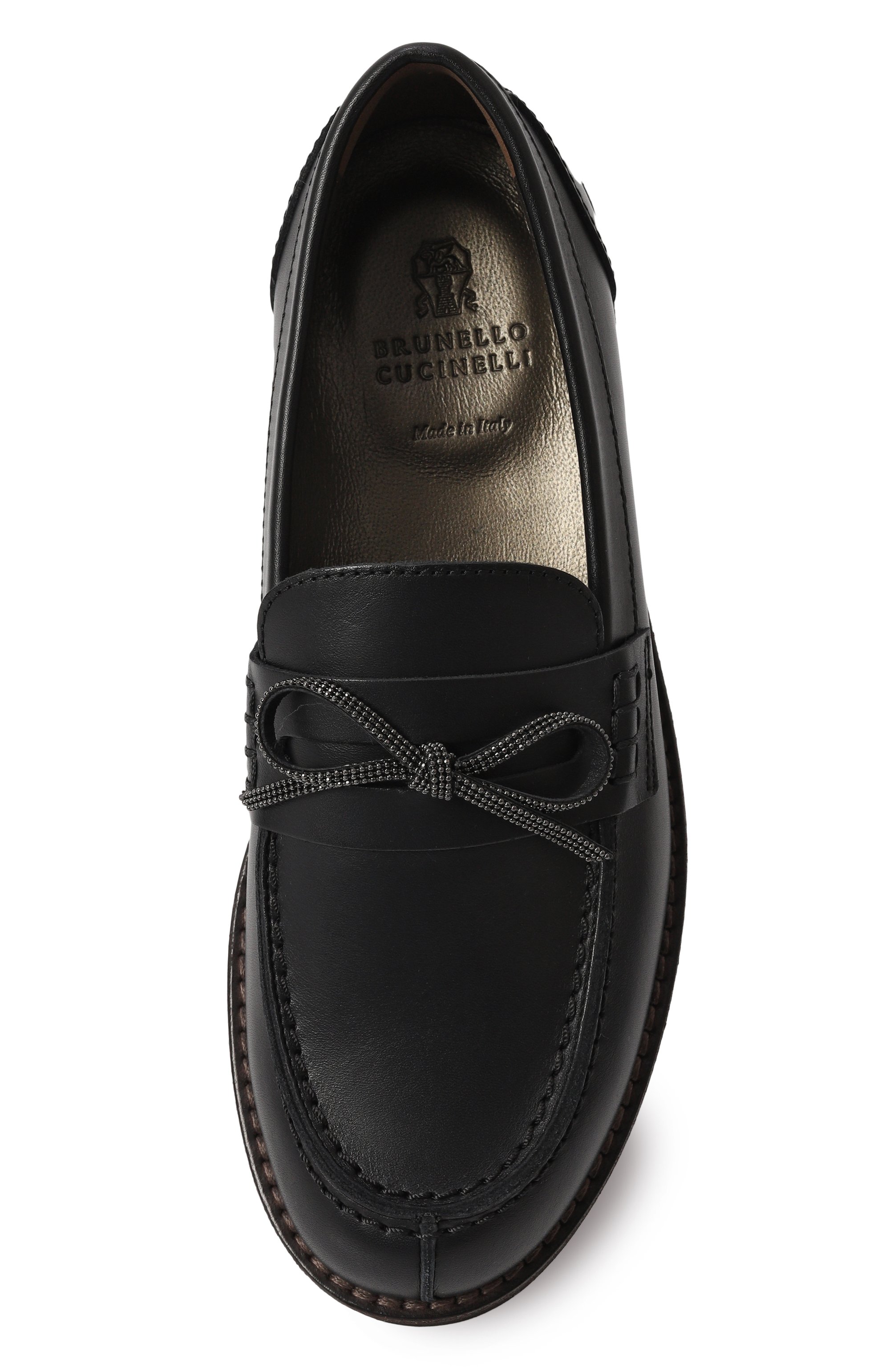 Кожаные лоферы BRUNELLO CUCINELLI черного цвета по цене 93300 руб., арт. BZ0LC1G400, фото 4 Кожаные лоферы BRUNELLO CUCINELLI, арт. BZ0LC1G400, фото 4