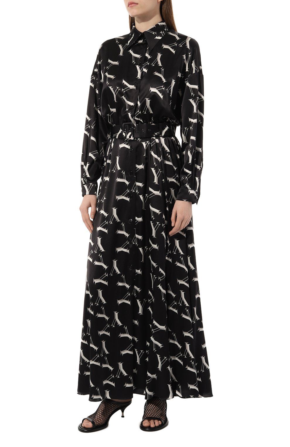 Атласное платье YANINA черно-белого цвета по цене 226300 руб., арт. 0-2495, фото 3 Атласное платье YANINA, арт. 0-2495, фото 3