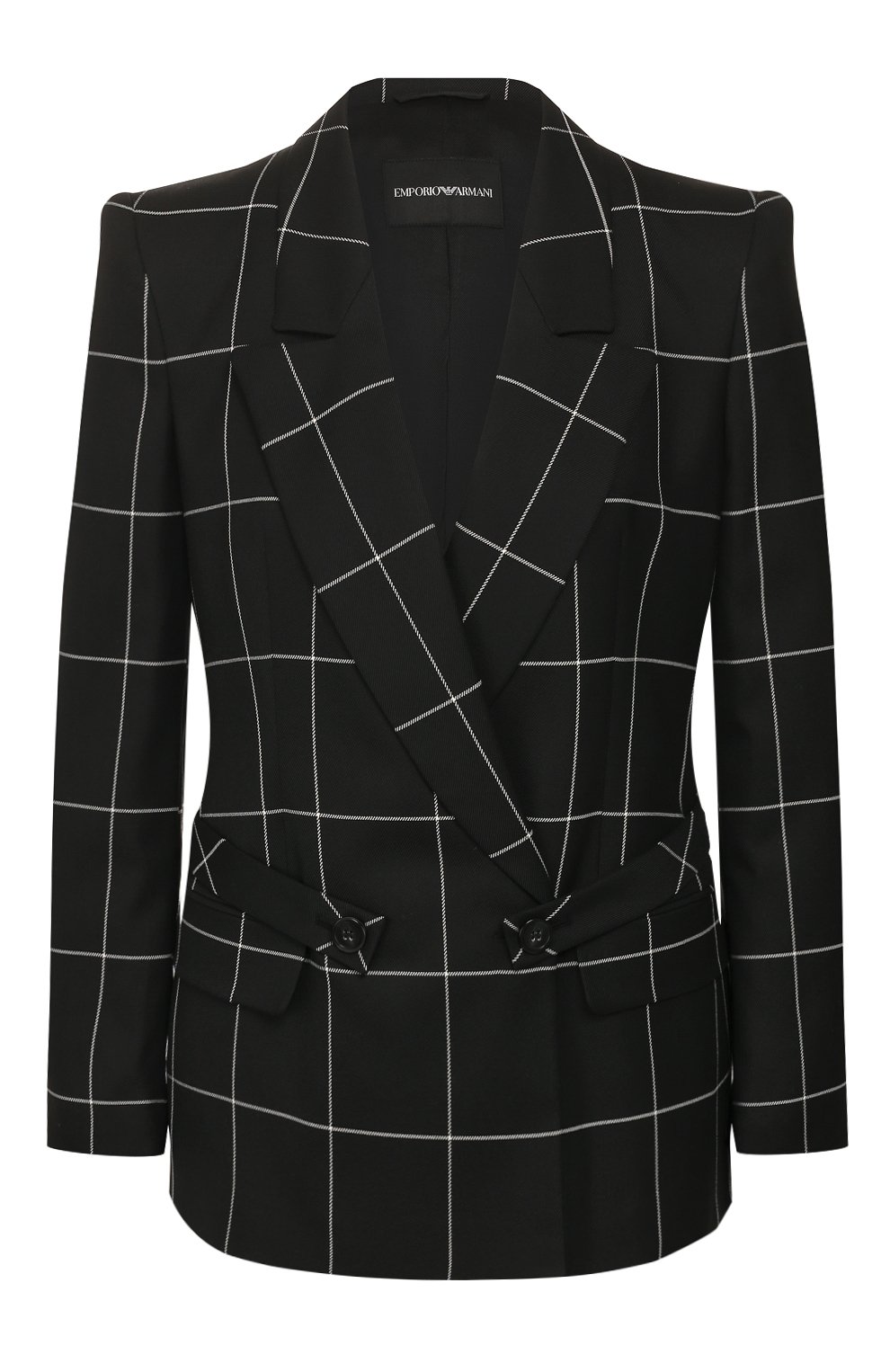 Двубортный жакет EMPORIO ARMANI черно-белого цвета по цене 89450 руб., арт. 5NG22T/52103, фото 1 Двубортный жакет EMPORIO ARMANI, арт. 5NG22T/52103, фото 1