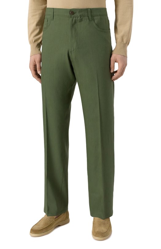 Брюки изо льна и шерсти Canali U7052/AE02571 Зелёный  U7052/AE02571 Фото 3