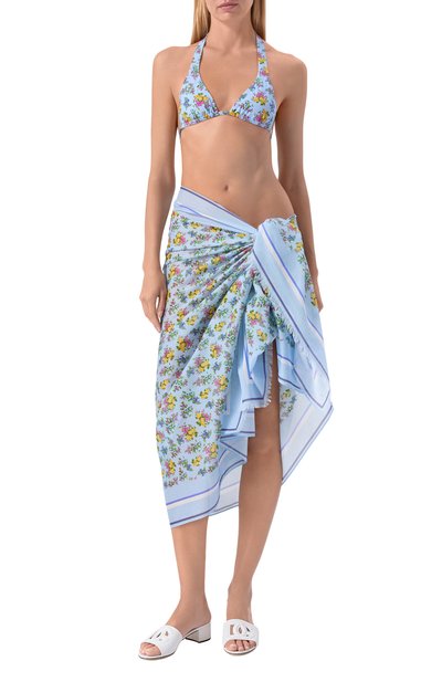 Хлопковое парео DOLCE & GABBANA голубого цвета по цене 99650 руб., арт. 04A01J/0N0DP, фото 2 Хлопковое парео DOLCE & GABBANA, арт. 04A01J/0N0DP, фото 2