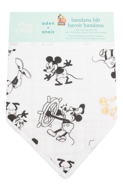 Хлопковый нагрудник ADEN+ANAIS черно-белого цвета по цене 1540 руб., арт. DISN800G, фото 1 Хлопковый нагрудник ADEN+ANAIS, арт. DISN800G, фото 1