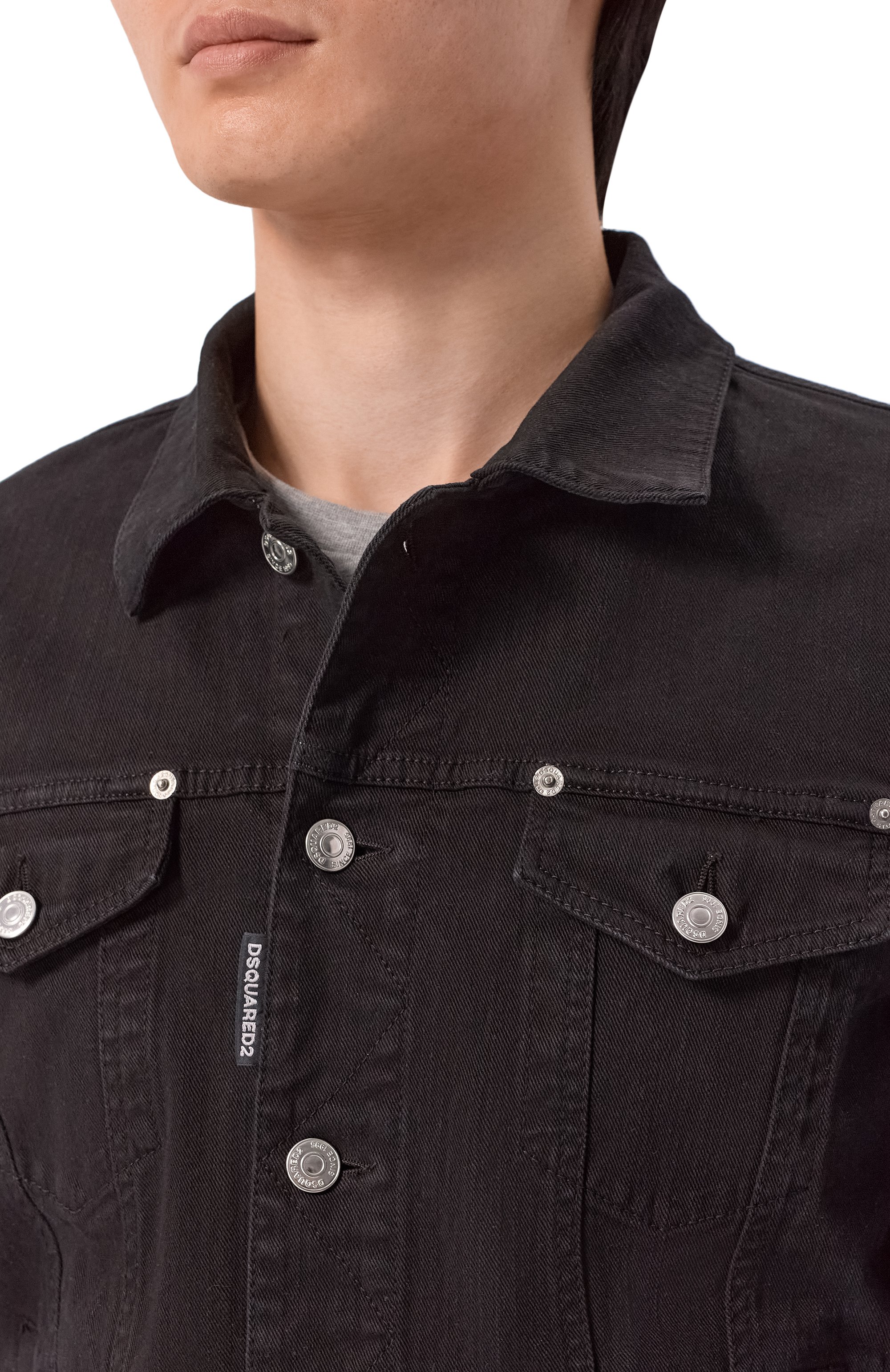 Джинсовая куртка DSQUARED2 черного цвета по цене 69950 руб., арт. S74AM1673/S39781, фото 5 Джинсовая куртка DSQUARED2, арт. S74AM1673/S39781, фото 5