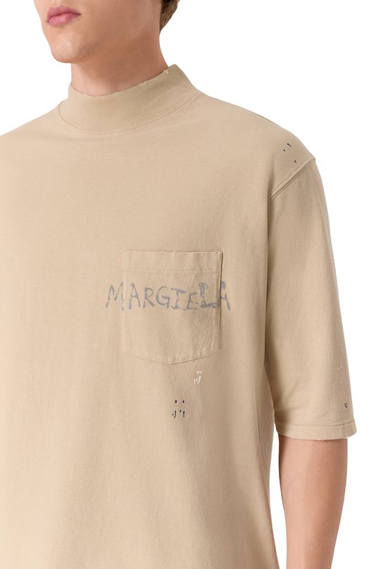 Хлопковая футболка Maison Margiela S50GC0714/S24567 Бежевый  S50GC0714/S24567 Фото 5
