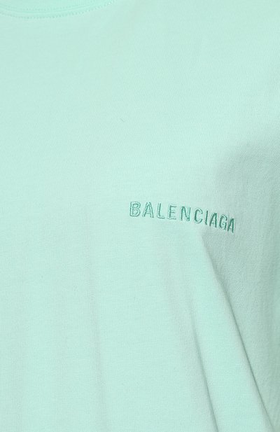 Хлопковая футболка BALENCIAGA бирюзового цвета по цене 89950 руб., арт. 612965/TLVB9, фото 5 Хлопковая футболка BALENCIAGA, арт. 612965/TLVB9, фото 5