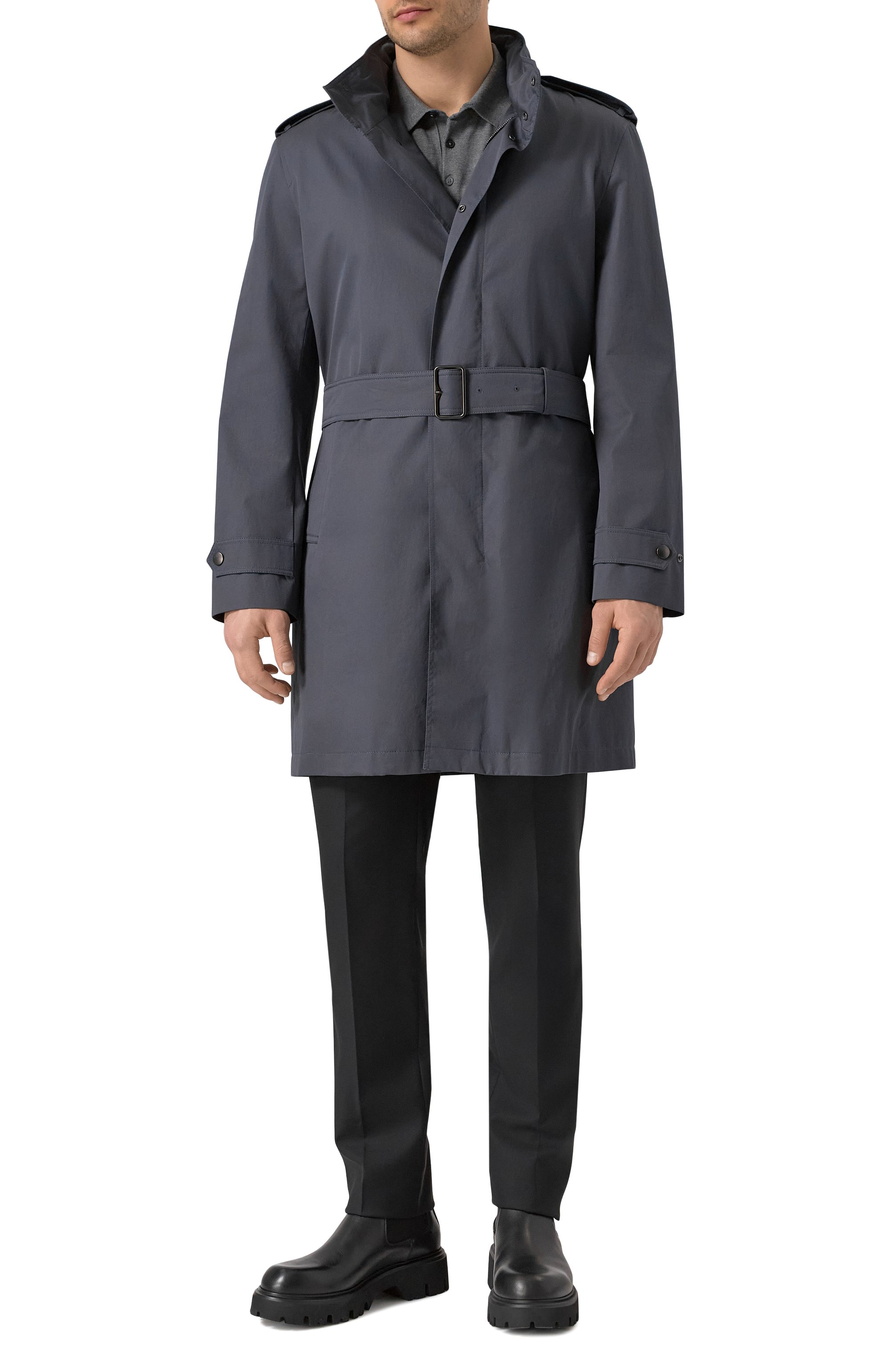 Хлопковый плащ BURBERRY темно-серого цвета по цене 317500 руб., арт. 8106366, фото 2 Хлопковый плащ BURBERRY, арт. 8106366, фото 2