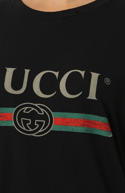 Хлопковая футболка GUCCI черного цвета по цене 53200 руб., арт. 457095/X5L89, фото 5 Хлопковая футболка GUCCI, арт. 457095/X5L89, фото 5