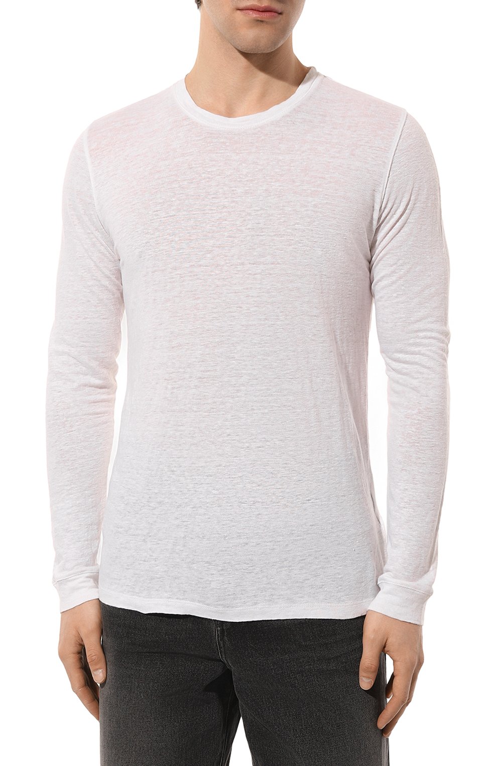 Льняной лонгслив 120% LINO белого цвета по цене 21950 руб., арт. Y0M70F4/000E908/S00, фото 3 Льняной лонгслив 120% LINO, арт. Y0M70F4/000E908/S00, фото 3