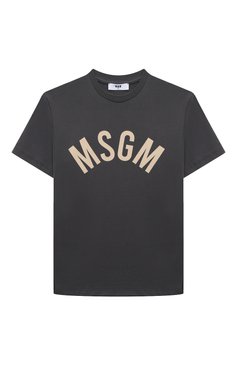 Детская хлопковая футболка MSGM KIDS темно-серого цвета, арт. S4MSJBTH265 | Фото 1 (Рукава: Короткие; Материал сплава: Проставлено; Материал внешний: Хлопок; Драгоценные камни: Проставлено)