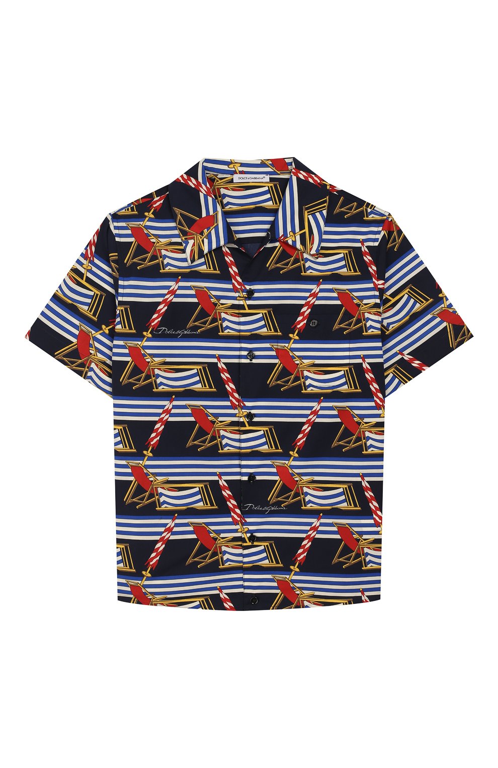 Хлопковая рубашка DOLCE & GABBANA синего цвета по цене 25750 руб., арт. L43S06/HS5GS/8-14, фото 1 Хлопковая рубашка DOLCE & GABBANA, арт. L43S06/HS5GS/8-14, фото 1