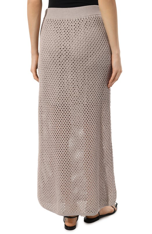 Хлопковая юбка Brunello Cucinelli M7876B1345 Бежевый  M7876B1345 Фото 4