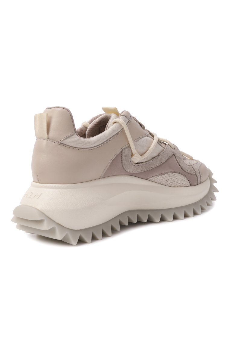 Женские комбинированные кроссовки running double laces VIC MATIE бежевого цвета, арт. 1G3202D_D22BQFTF68 | Фото 5 (Материал внутренний: Текстиль; Материал внешний: Натуральная кожа, Текстиль; Подошва: Платформа; Стили: Кэжуэл; Кросс-КТ: Низкие; Материал утеплителя: Без утеплителя)