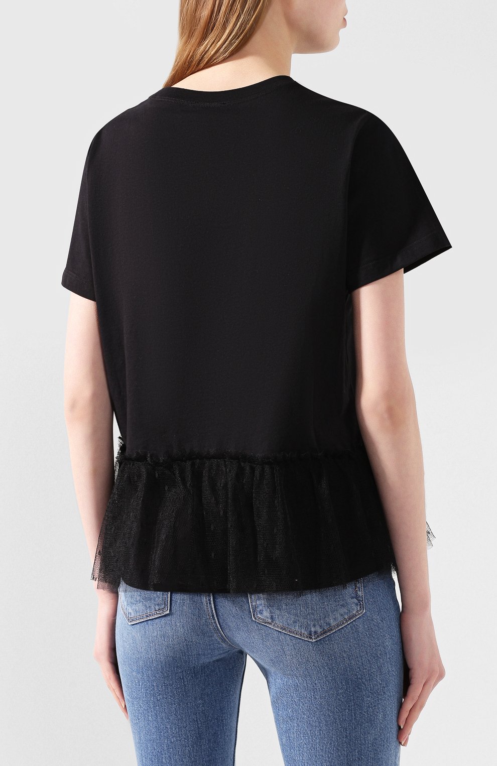 Хлопковая футболка REDVALENTINO черного цвета по цене 25650 руб., арт. TR0MG06C/549, фото 4 Хлопковая футболка REDVALENTINO, арт. TR0MG06C/549, фото 4
