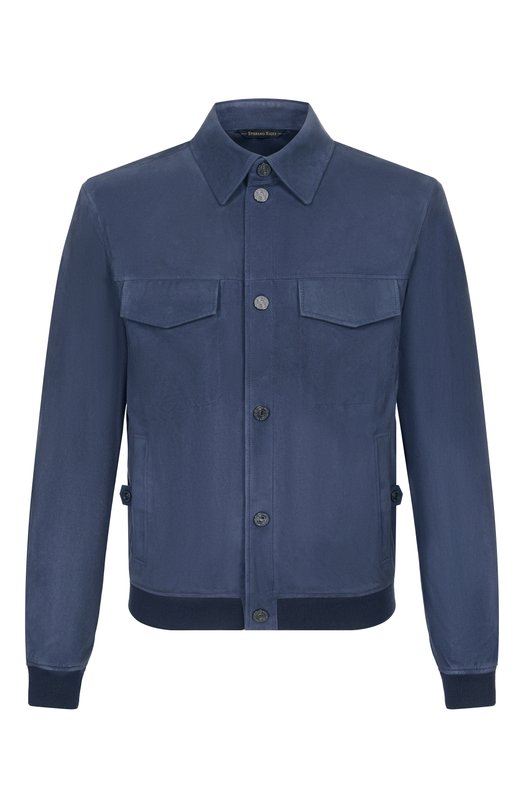 Замшевый бомбер Stefano Ricci M7J6100400/SUEJI3 Синий M7J6100400/SUEJI3