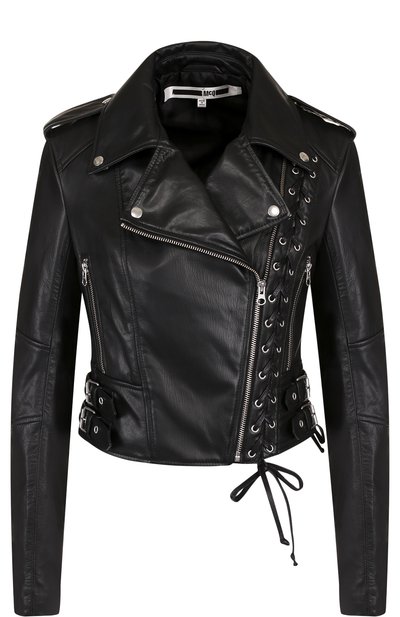 Приталенная кожаная куртка с косой молнией MCQ SWALLOW, арт. 456386/RKL04, фото 1