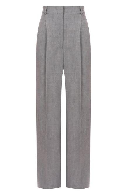 Женск�ие шерстяные брюки MAX MARA STUDIO серого цвета, арт. ANF0RA | Фото 1 (Драгоценные камни: Проставлено; Материал сплава: Проставлено; Длина (брюки, джинсы): Удлиненные; Материал внешний: Шерсть)
