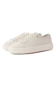 Женские кожаные кеды SANTONI молочного цвета, арт. WBCG61322BARCDYI | Фото 1 (Материал внешний: Натуральная кожа; Материал внут�ренний: Натуральная кожа; Материал сплава: Проставлено; Драгоценные камни: Проставлено; Подошва: Платформа; Кросс-КТ: Низкие; Материал утеплителя: Без утеплителя; Стили: Кэжуэл)
