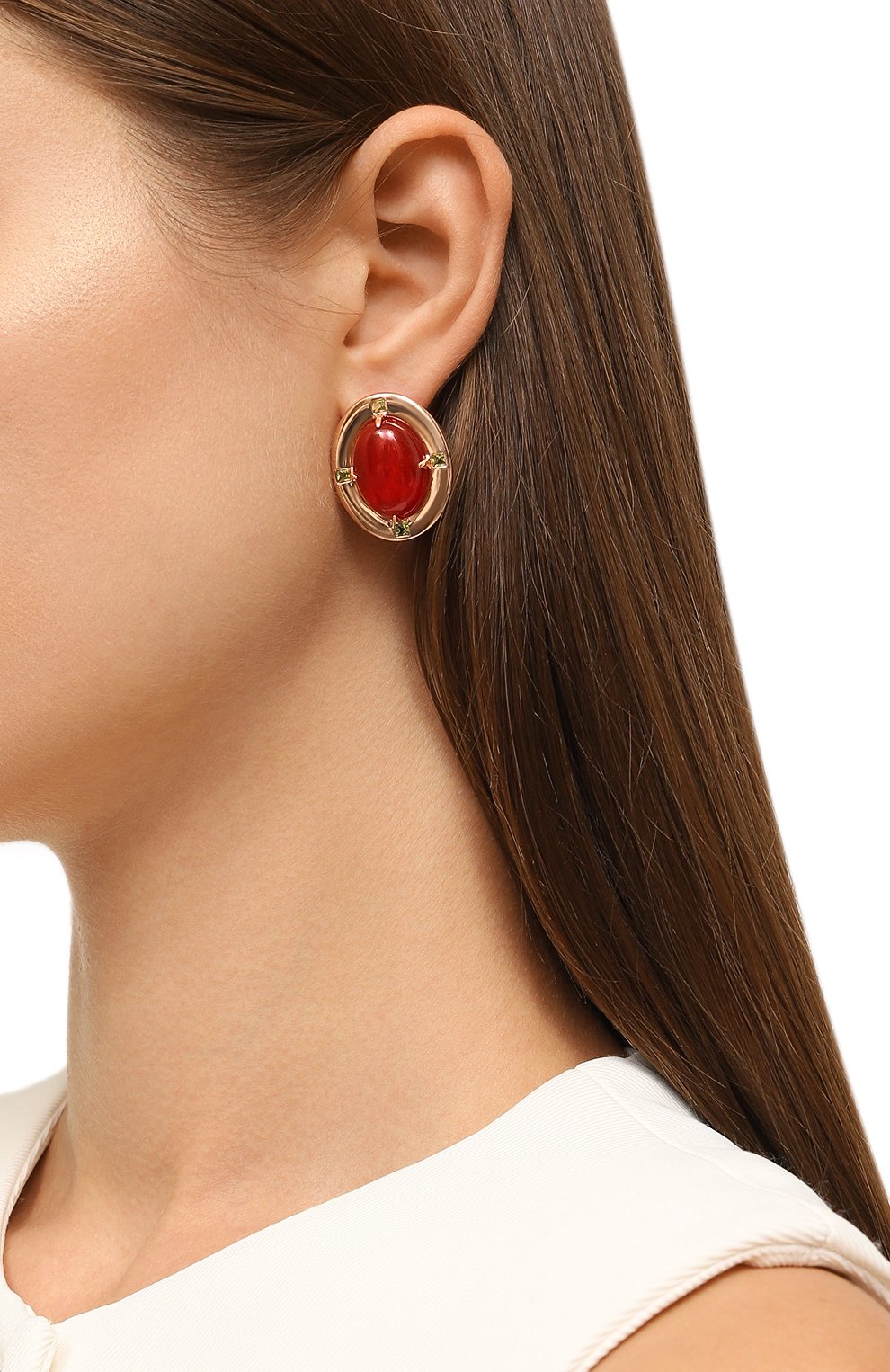 Серьги с сердоликом и хризолитами MOONKA, арт. ai-bg-er-sr, фото 2