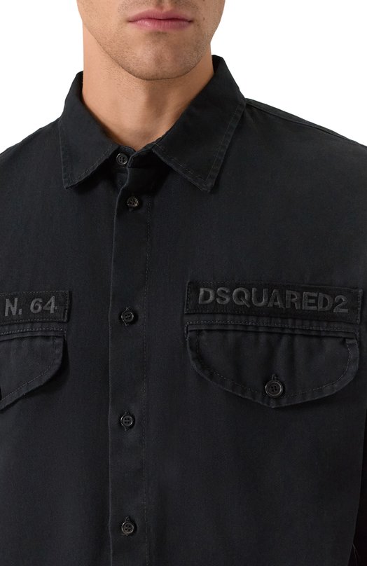Хлопковая рубашка Dsquared2 S74DM0952/D35264 Чёрный  S74DM0952/D35264 Фото 5