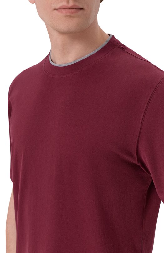 Хлопковая футболка Brunello Cucinelli M0B137427 Бордовый  M0B137427 Фото 5