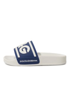 Мужского шлепанцы DOLCE & GABBANA синего цвета, арт. DD0320/AQ858/24-28 | Фото 2 (Материал внешний: Экокожа; Региональные ограничения белый список (Axapta Mercury): Не проставлено; Нос: Не проставлено)