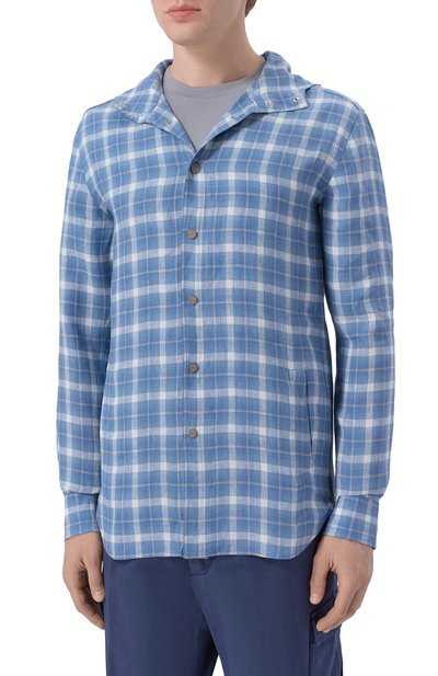 Льняная куртка-рубашка KITON голубого цвета по цене 121000 руб., арт. UMCMARH09617, фото 3 Льняная куртка-рубашка KITON, арт. UMCMARH09617, фото 3