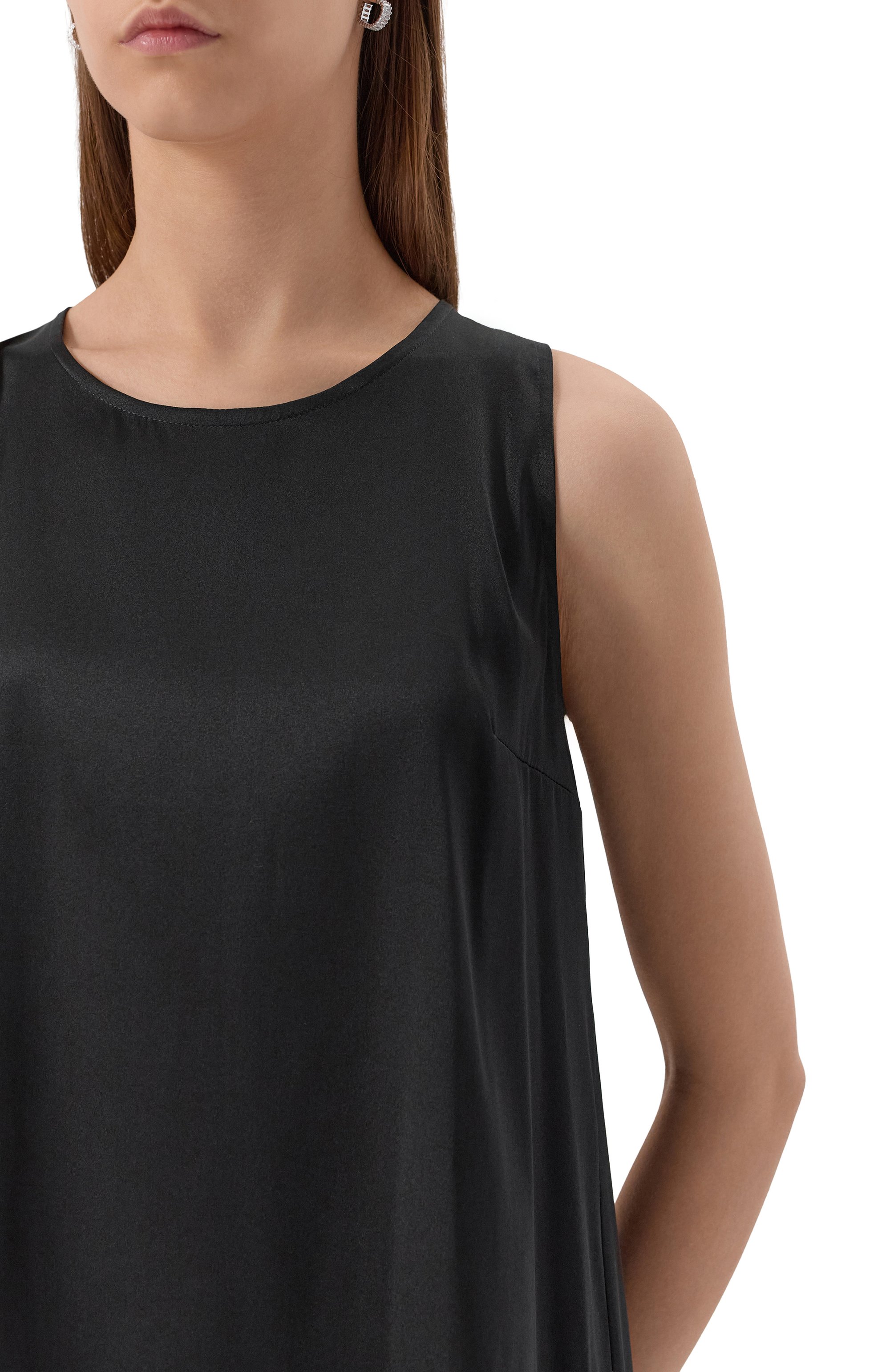 Атласный топ YANINA черного цвета по цене 50830 руб., арт. Т-3062, фото 5 Атласный топ YANINA, арт. Т-3062, фото 5