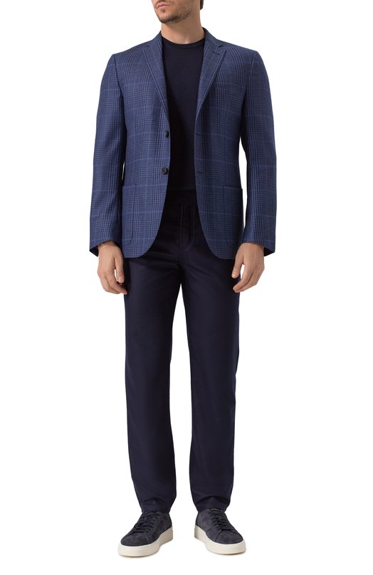 Шерстяные брюки Brunello Cucinelli M038PF1010 Синий  M038PF1010 Фото 2