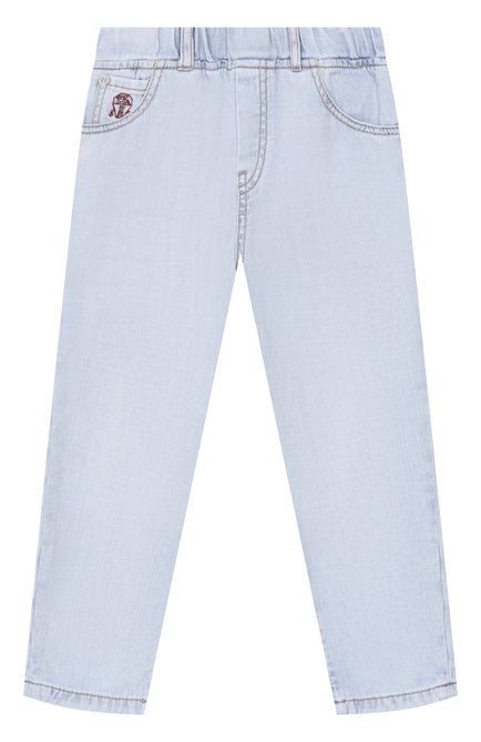 Детские джинсы BRUNELLO CUCINELLI голубого цвета, арт. BE645D306A | Фото 1 (Нос: Не проставлено; Материал внешний: Хлопок; Материал сплава: Проставлено)