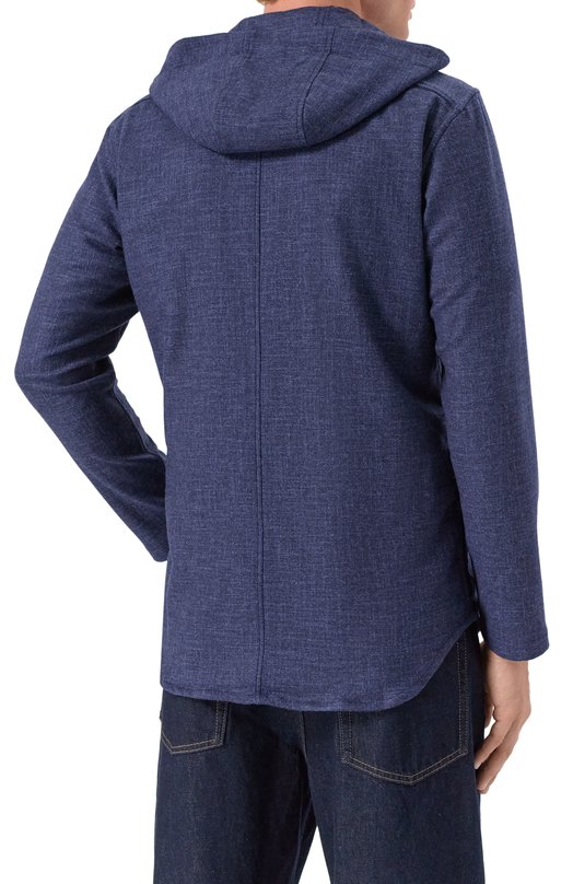 Рубашка из шерсти и шелка Kiton UMCPETEK0119G06 Синий  UMCPETEK0119G06 Фото 4
