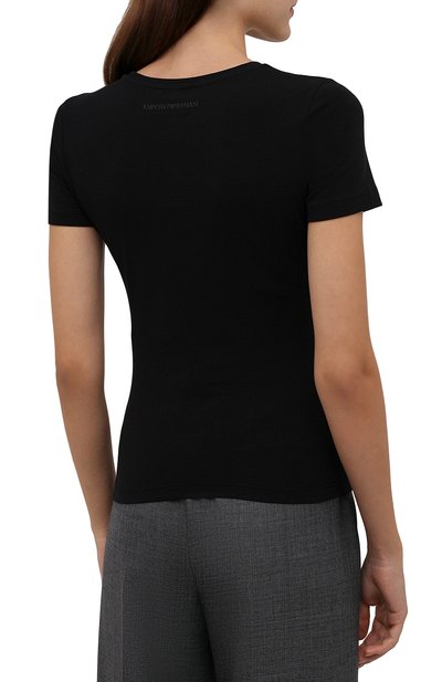 Хлопковая футболка EMPORIO ARMANI черного цвета по цене 12200 руб., арт. 6K2T6F/2JQAZ, фото 4 Хлопковая футболка EMPORIO ARMANI, арт. 6K2T6F/2JQAZ, фото 4
