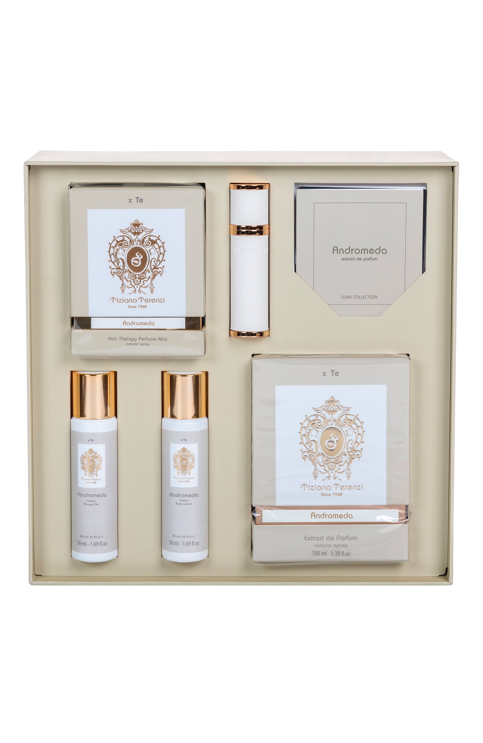 Набор andromeda (100+3x50+10ml) TIZIANA TERENZI бесцветного цвета по цене 55200 руб., арт. 8016741064326, фото 1 Набор andromeda (100+3x50+10ml) TIZIANA TERENZI, арт. 8016741064326, фото 1