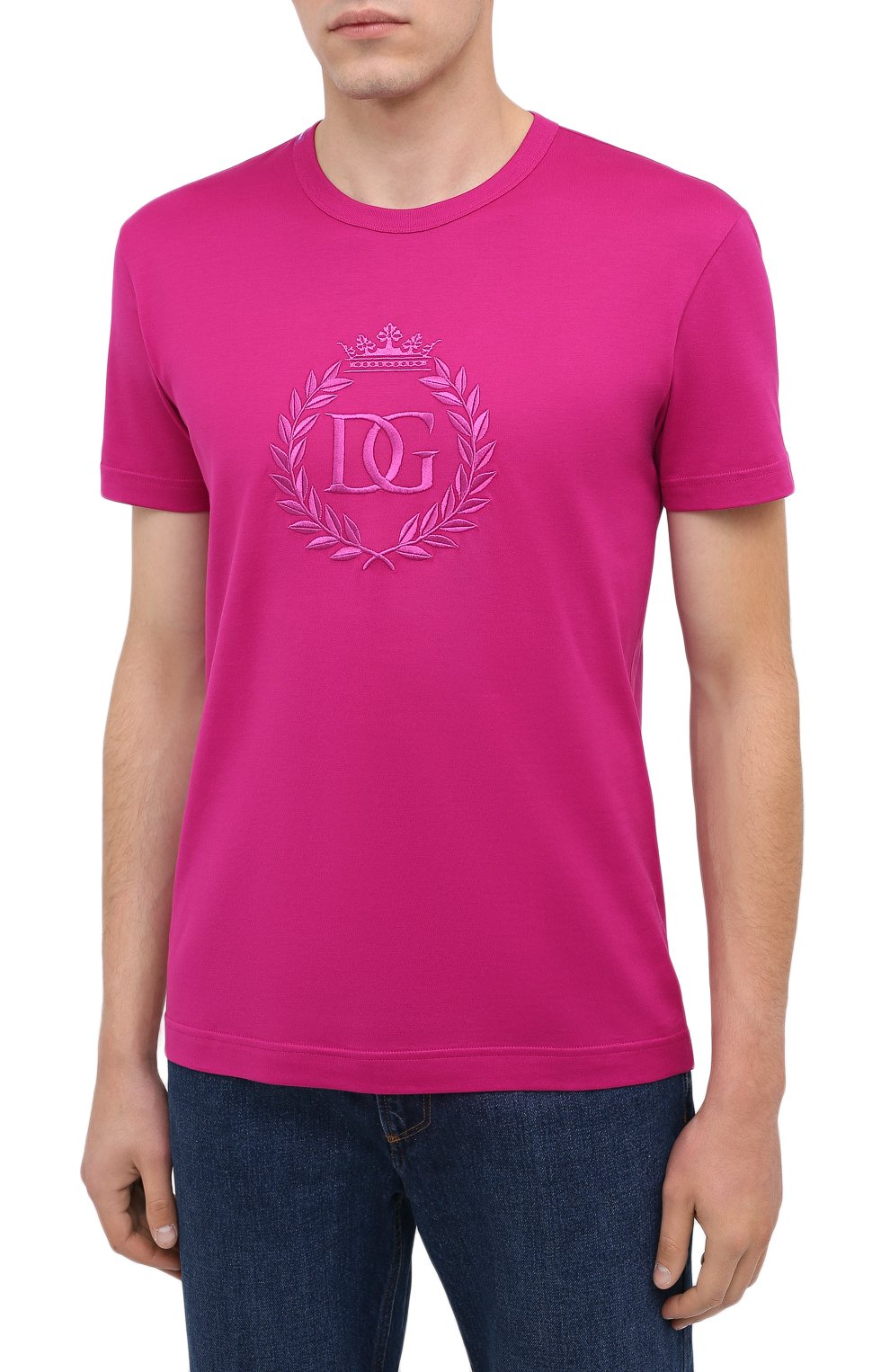 Хлопковая футболка DOLCE & GABBANA розового цвета по цене 62600 руб., арт. G8KBAZ/G7XIU, фото 3 Хлопковая футболка DOLCE & GABBANA, арт. G8KBAZ/G7XIU, фото 3