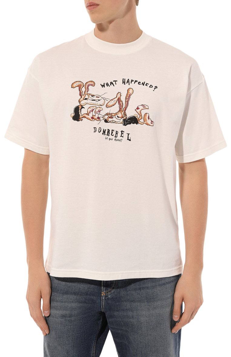 Мужская хлопковая футболка DOMREBEL белого цвета, арт. M F0RGET/TSHIRT | Фото 3 (Длина (для топов): Стандартные; Материал внешний: Хлопок; Рукава: Короткие; Принт: С принтом; Стили: Гранж; Мужское Кросс-КТ: Футболка-одежда; Кросс-КТ: Джерси; Автоматизация ТО: Проставлено; Детали: Без декора; Автоматизация состава: Проставлено)