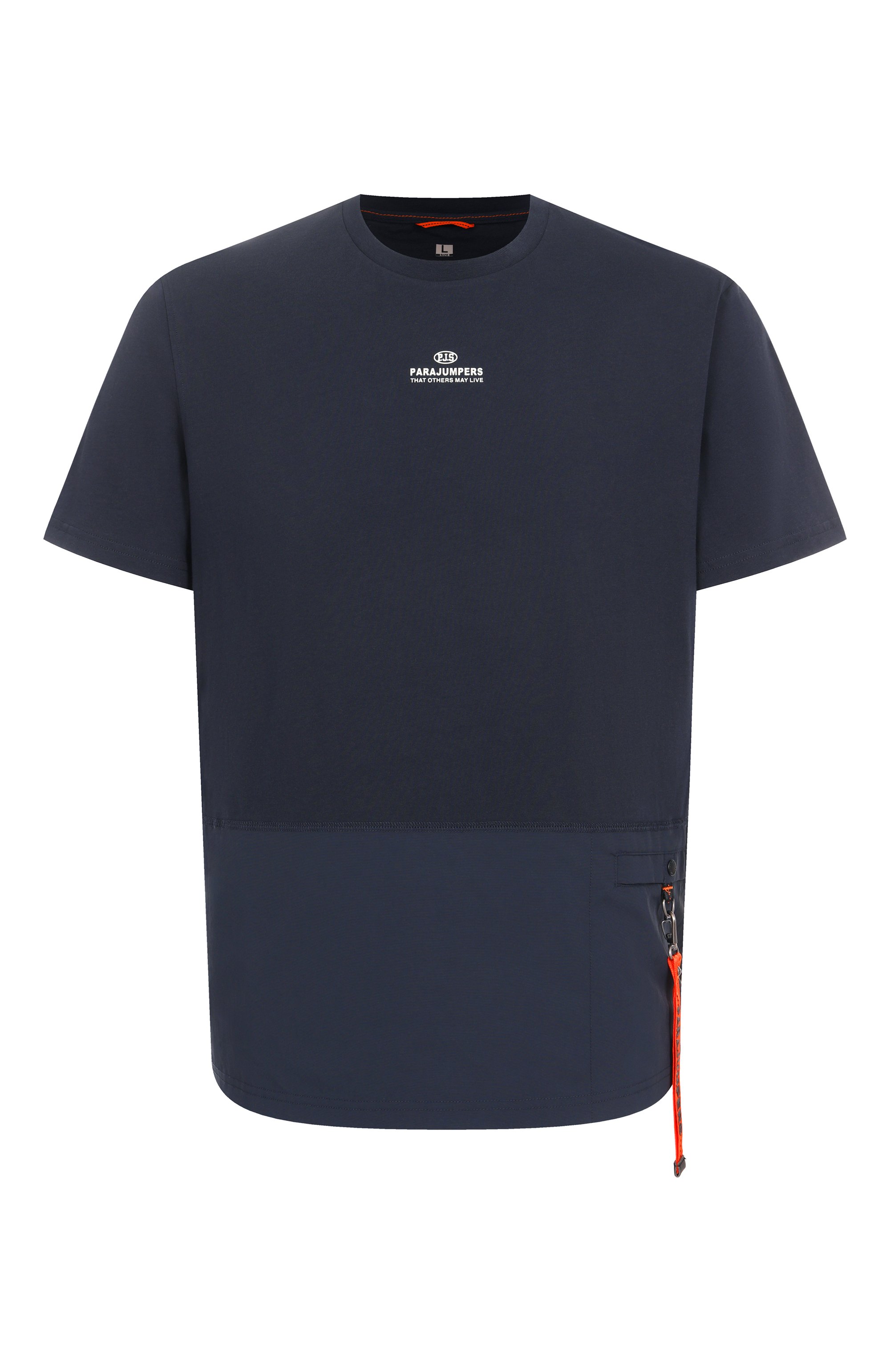 Хлопковая футболка PARAJUMPERS темно-синего цвета по цене 13500 руб., арт. PMTSRE08, фото 1 Хлопковая футболка PARAJUMPERS, арт. PMTSRE08, фото 1