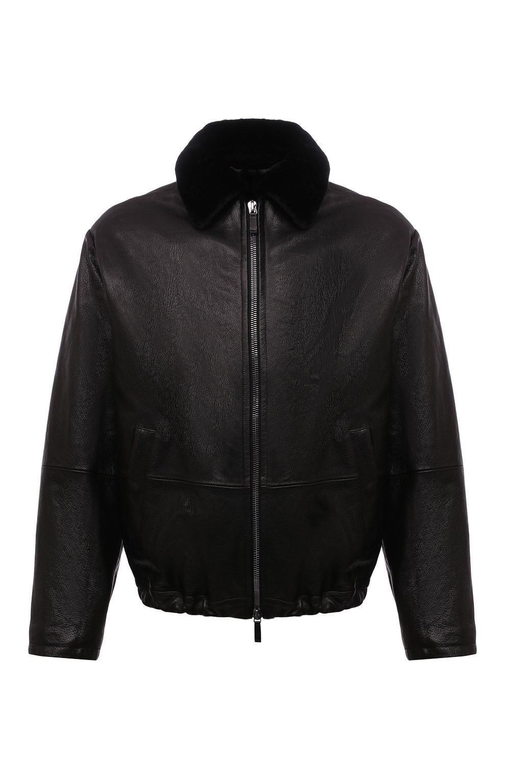 Кожаный бомбер с воротником из овчины GIORGIO ARMANI, арт. BSR15P/BSP22, фото 1