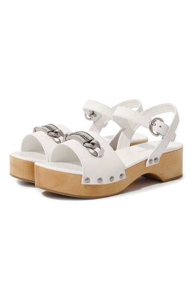 Кожаные босоножки MIU MIU, арт. 5Z714D-UZE-F0009-045, фото 1