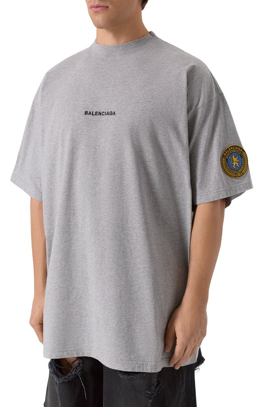 Хлопковая футболка Balenciaga 831305/TSVH4 Серый  831305/TSVH4 Фото 3