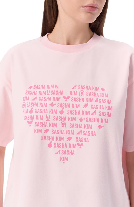 Хлопковая футболка Sasha Kim SK-00000614 Розовый  SK-00000614 Фото 5