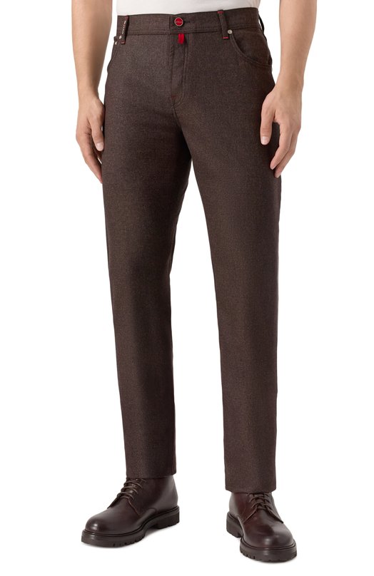 Шерстяные брюки Kiton UPNJSK0124G07 Коричневый  UPNJSK0124G07 Фото 3