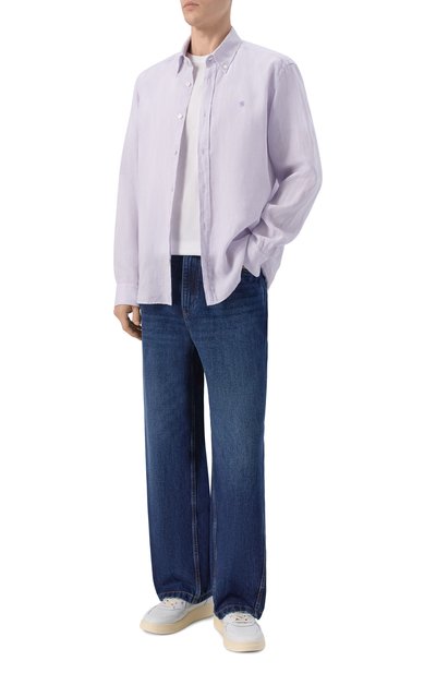 Льняная рубашка BOSS сиреневого цвета по цене 19950 руб., арт. 50556077, фото 2 Льняная рубашка BOSS, арт. 50556077, фото 2