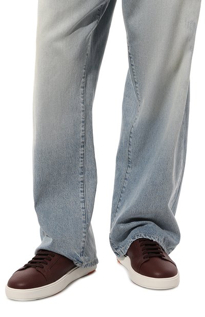 Кожаные кеды cleanic SANTONI бордового цвета по цене 61650 руб., арт. MBCD21571BARCSB4N01, фото 3 Кожаные кеды cleanic SANTONI, арт. MBCD21571BARCSB4N01, фото 3