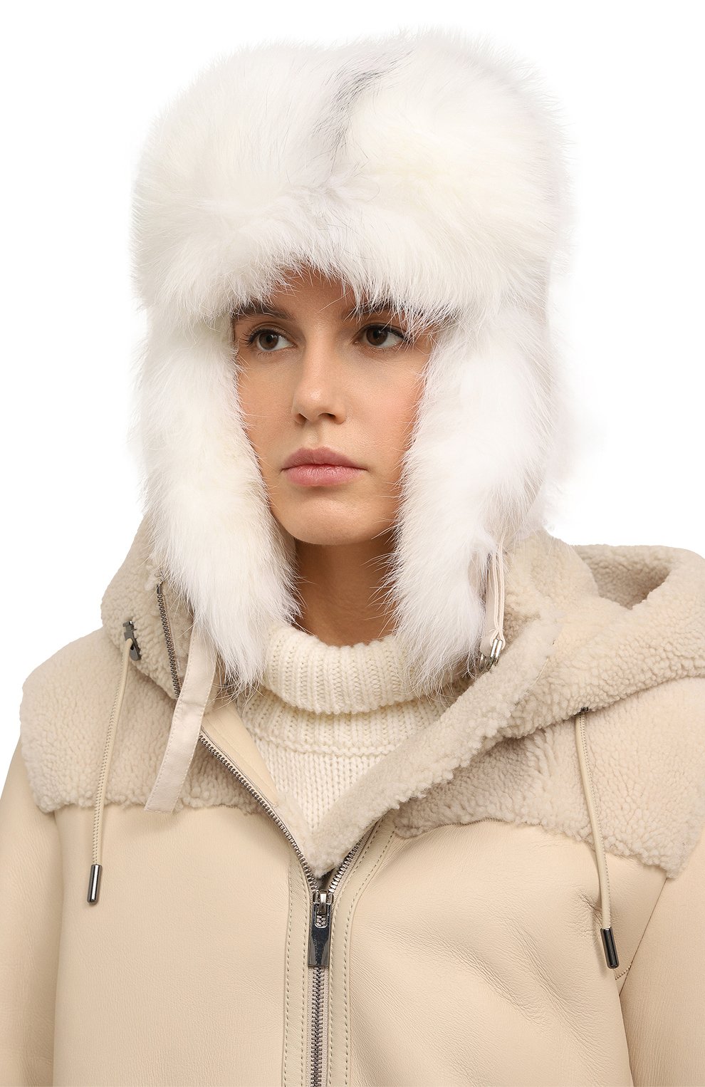 Шапка-ушанка с мехом песца YVES SALOMON, арт. 23WAA030XXFLRD, фото 2