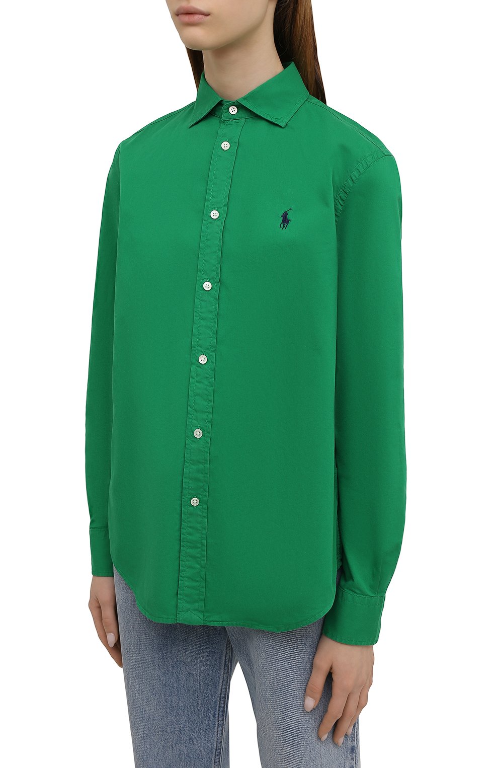 Хлопковая рубашка POLO RALPH LAUREN зеленого цвета по цене 17050 руб., арт. 211841951, фото 3 Хлопковая рубашка POLO RALPH LAUREN, арт. 211841951, фото 3