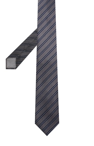 Шелковый галстук в полоску BRIONI серого цвета по цене 29950 руб., арт. 061E00/07475, фото 2 Шелковый галстук в полоску BRIONI, арт. 061E00/07475, фото 2