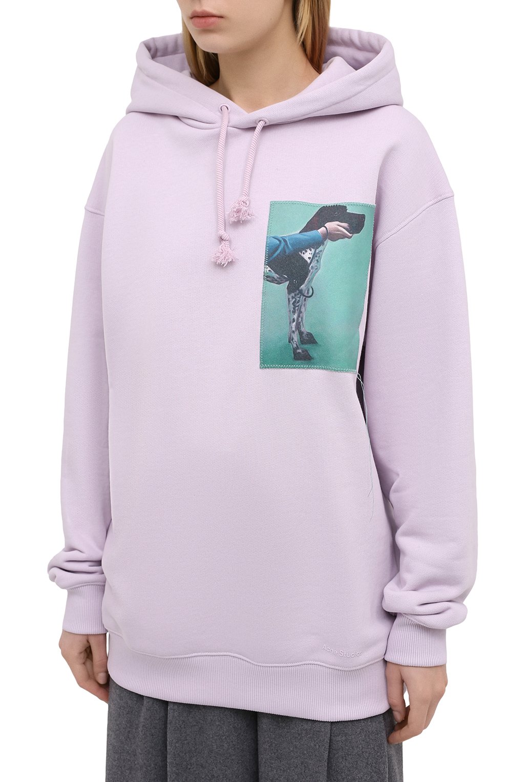 Хлопковое худи ACNE STUDIOS сиреневого цвета по цене 35400 руб., арт. AI0066, фото 3 Хлопковое худи ACNE STUDIOS, арт. AI0066, фото 3