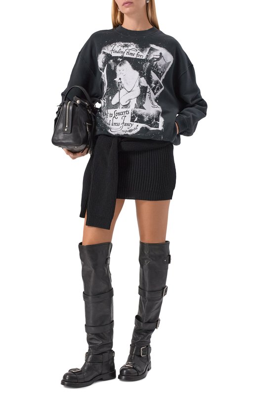 Хлопковый свитшот Dolce & Gabbana F9T02T/GDDI9 Чёрный  F9T02T/GDDI9 Фото 2