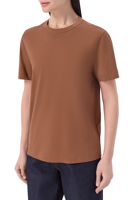 Хлопковая футболка Brunello Cucinelli MPT81BI100 Коричневый  MPT81BI100 Фото 3