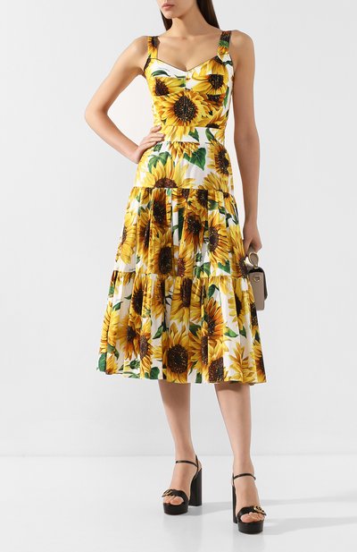 Хлопковая юбка DOLCE & GABBANA желтого цвета по цене 93900 руб., арт. F4BM0T/HS5EB, фото 2 Хлопковая юбка DOLCE & GABBANA, арт. F4BM0T/HS5EB, фото 2