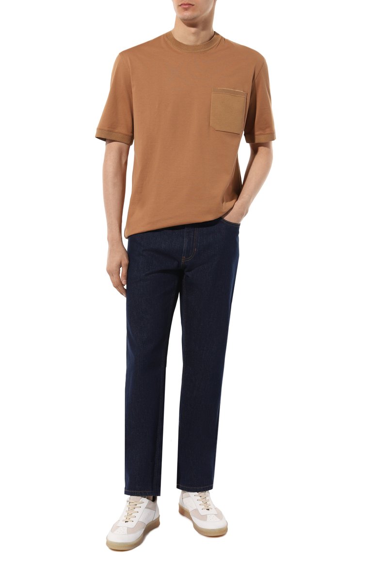 Мужская хлопковая футболка ZEGNA бежевого цвета, арт. UD379A7/D715 | Фото 2 (Длина (для топов): Стандартные; Материал внешний: Хлопок; Рукава: Короткие; Принт: Без принта; Стили: Кэжуэл; Мужское Кросс-КТ: Футболка-одежда; Кросс-КТ: Джерси; Детали: Без декора; Автоматизация ТО: Проставлено; Автоматизация состава: Проставлено)